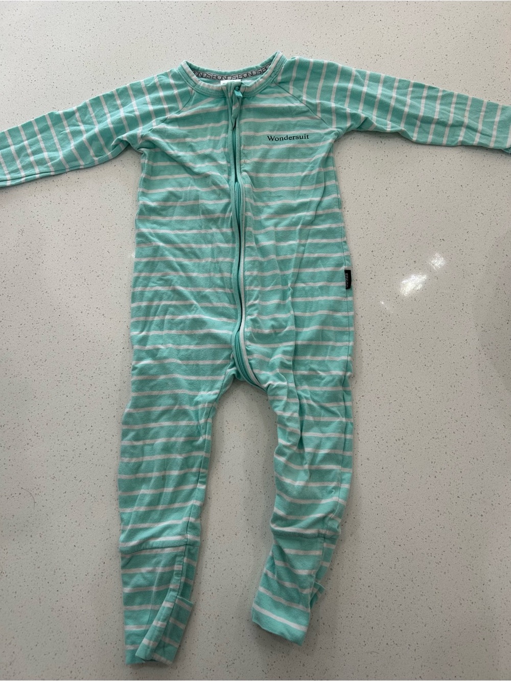 Bonds Mint and White Striped Wondersuit